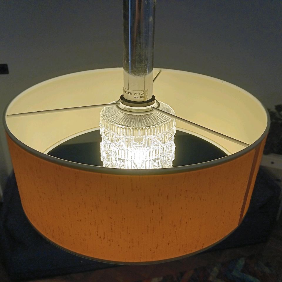 Hängelampe Deckenlampe Stoffschirm Orange Vintage 70er Space Age in Gevelsberg