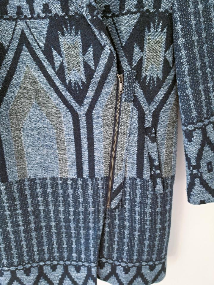 Esprit Mantel Wollmix, kuschelig in Ethnomuster blau, Gr. 34 / XS in Reutlingen
