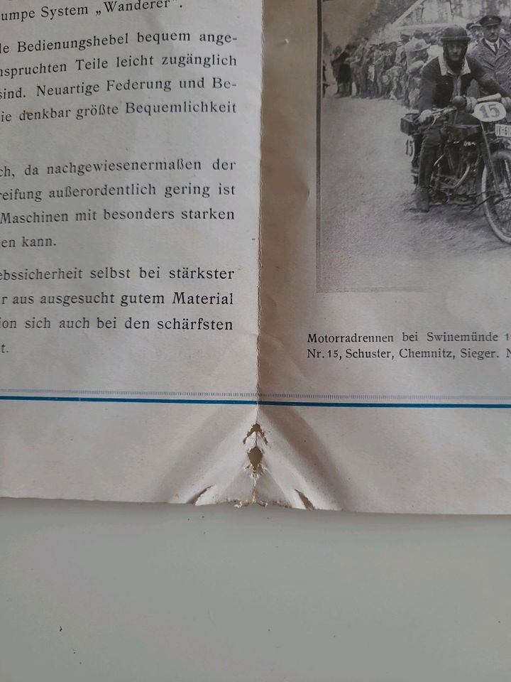 Wanderer-Werke Motorrad Werbung Reklame Vorkrieg Antik Oldtimer in Würzburg