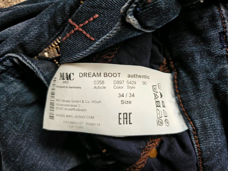 MAC DREAM BOOT authentic Bootcut Jeans blau Gr. XS W 34 L34 in Oettingen in Bayern
