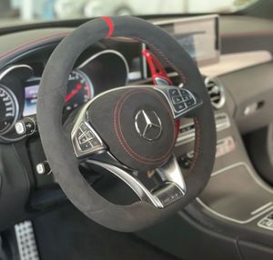 Alfanxi Handstich Alcantara Lenkradbezug Kompatibel mit Mercedes Benz AMG  A45 / W205 C43 C63S / CLA45 CLS63 / GLC 43 63 / E43 W213 /S-Klasse S500  (Blaue Streifen) : : Auto & Motorrad