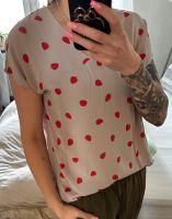 Bluse Top Shirt von Naketano, Gr. XL (eher L), Beige/ Erdbeeren Sachsen-Anhalt - Kemberg Vorschau