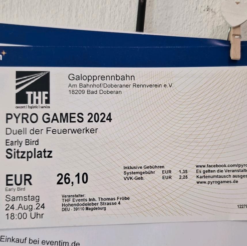 2x Tickets Pyro Games in Bad Doberan in Twistringen
