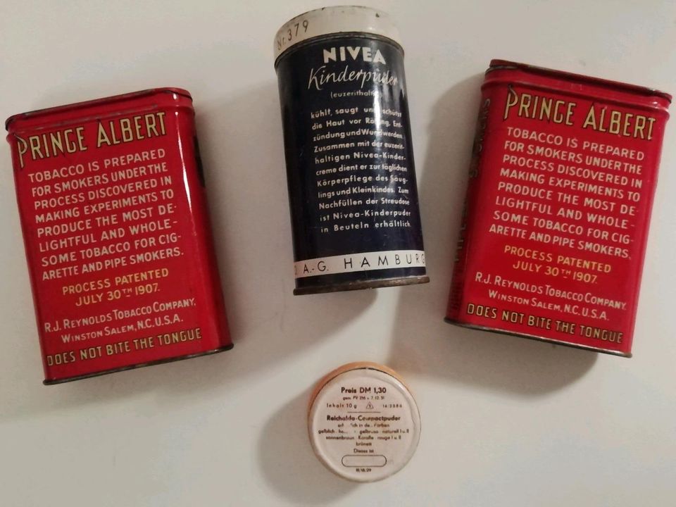 4 Blechdosen Albert crimp cut Nivea Kinderpuder  Reichalda DDR in Essen