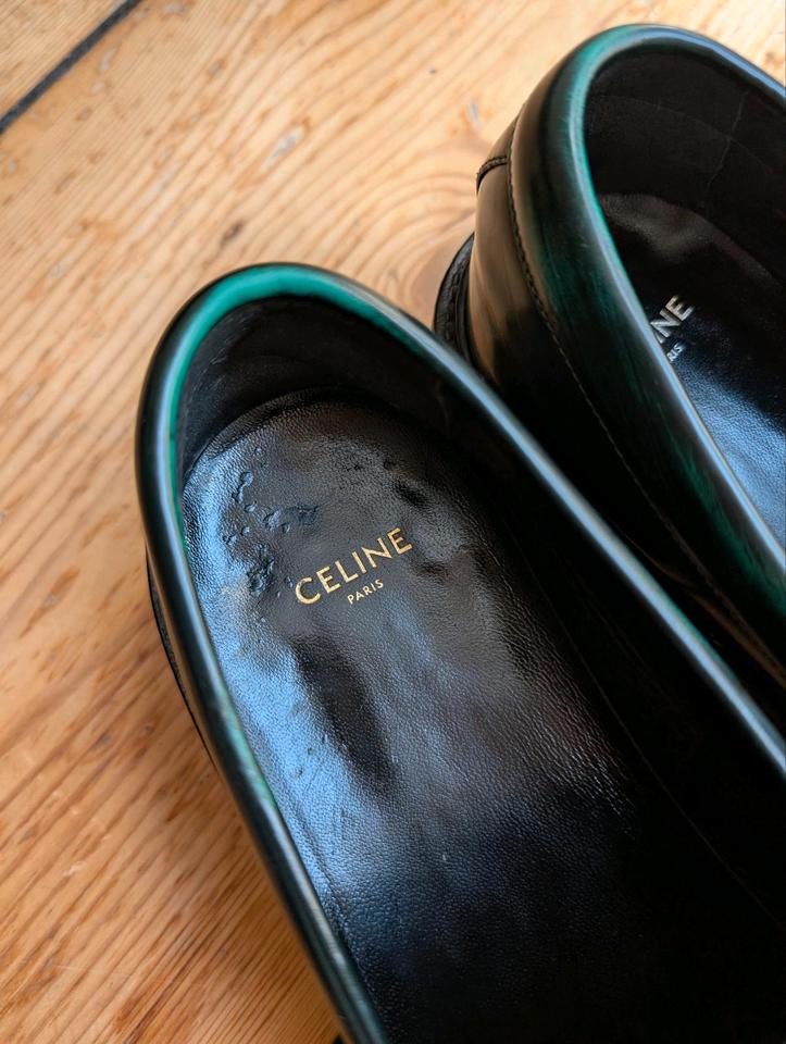 Celine Triomphe Chain Clogs Loafers Leather Green Size 41 in Berlin