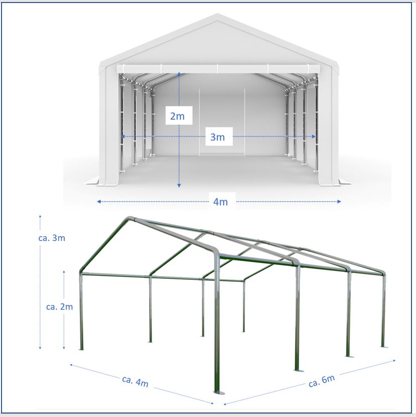 XXL 3x6m 4x6m 4x8m 5x8m 5x10m /ca. 3m Lagerzelt Partyzelt Garagenzelt Zeltgarage Weidezelt Zelthalle in Berlin