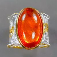 Designer Bandring 925er Silber-14ct Gold + Bernstein-Amber-RG18 Nordrhein-Westfalen - Nettersheim Vorschau