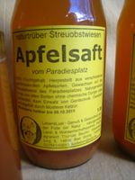 Streuobstwiesen-Apfelsaft, naturtrüb vom Paradiesplatz Brandenburg - Bad Belzig Vorschau