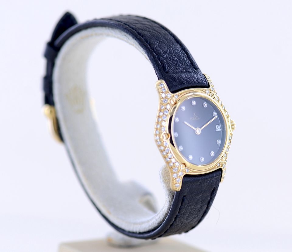 Ebel Uhr 18K Gold 1911 Luxus Lady Onyx Dial Factory Diamond rar in Langenfeld