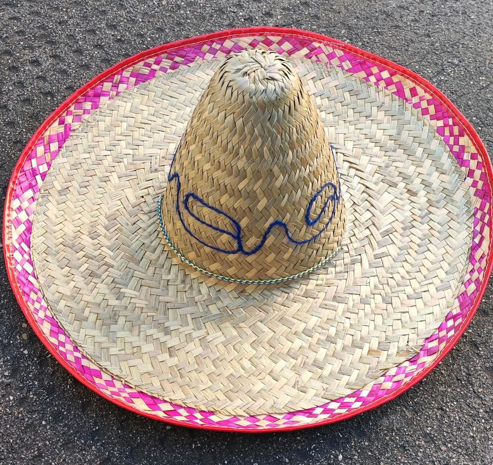 2 St.Sombrero Hut Mexiko bunt aus Stroh mit buntem Rand. Neu in Bad Kreuznach