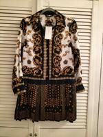 NEU!! ZARA Kleid Tunika Bluse lang Schwarz/gold/weiß S/M Plissee Berlin - Steglitz Vorschau