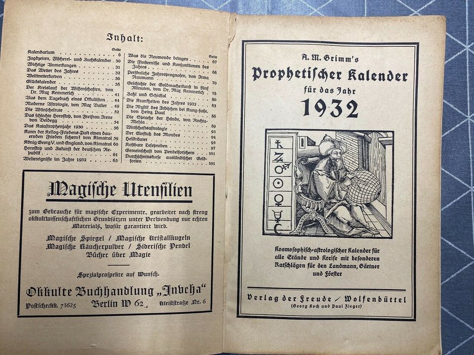 Einführung und prophetischer Kalender Astrologie (alt) in Brahmenau