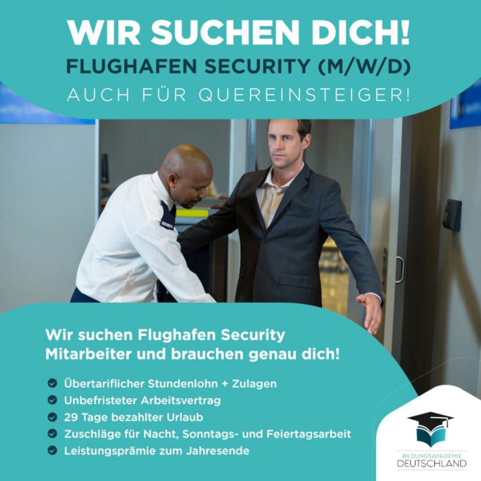 Flughafen-Sicherheitsmitarbeiter (m/w/d)|TOP GEHALT**|job|security|quereinsteiger|sicherheitsmitarbeiter|vollzeit in Kiel