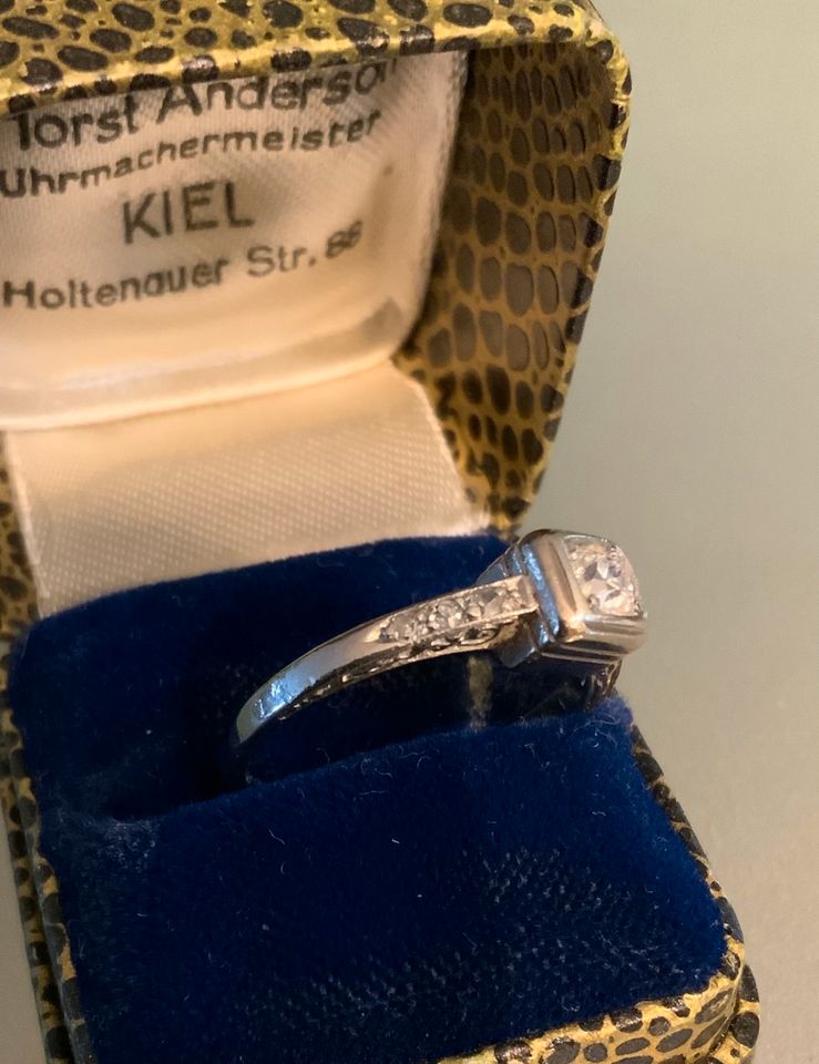 Vintage antiker Art Deco Diamant Ring Weißgold Gr. 54 in Kiebitzreihe