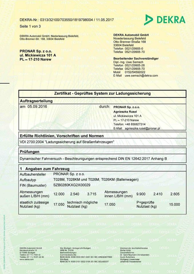 Pronar Ballenwagen TO 26 M, 18 to mit hydr. Ladungssicherung, NEU in Itterbeck