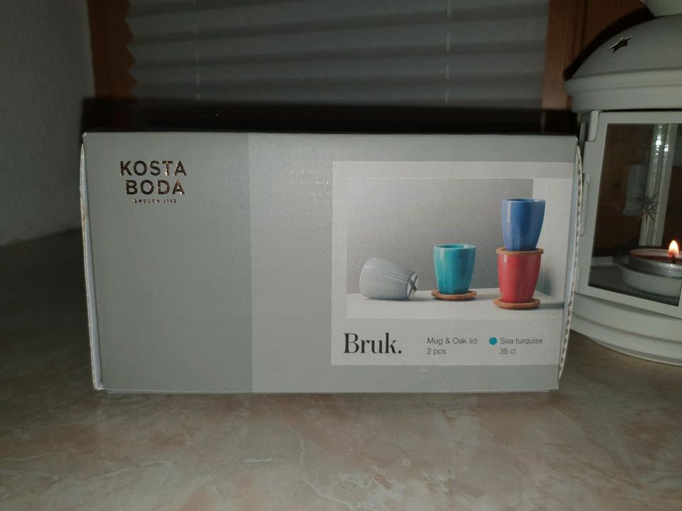 Kosta Boda Brug mug 2er Set Tassen Becher sea blue türkis Neu & O in Kalbe (Milde)