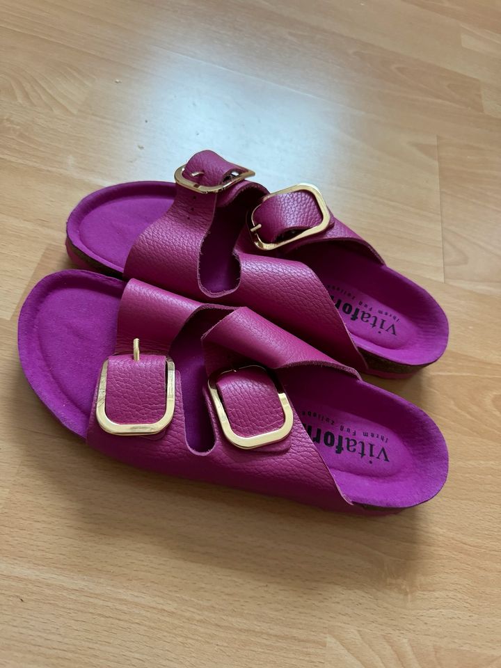 Vitaform Schlappen, Sandalen, Hausschuhe, pink, Leder, 40,Weite H in Weißdorf