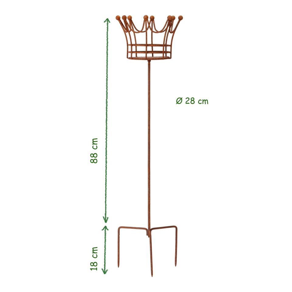 Blumen- oder Kerzenhalter "Krone" aus Metall mit Edelrost 106cm in Eime