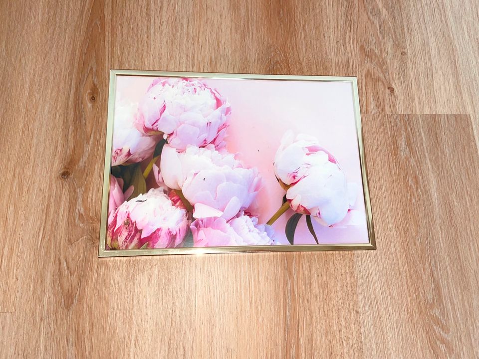 Wandbild Bild Dekoration 20x30 gold rosa Blumen in Hameln