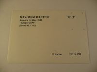 2 Liechtenstein Maximumkarten 1981, Nr. 21, Europa CEPT, 9. März Bayern - Bamberg Vorschau