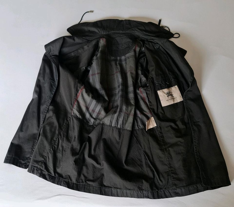 Vintage Burberry Herren Kurzmantel Regenjacke Trenchcoat schwarz in Mettmann