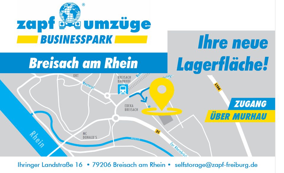 zapf umzüge BUSINESSPARK – Lagerfläche für Gewerbetreibende ab 25qm in Breisach und Freiburg in Freiburg im Breisgau