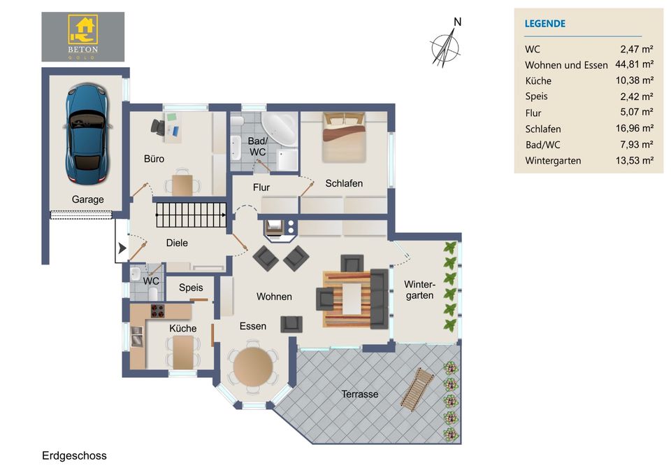 Gewerbehalle und Wohnhaus im Paket - 420 m² Gewerbefläche + 187 m² Wohnfläche in Untereisesheim