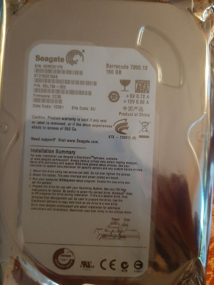 SEAGATE Barracude 7200.12 160GB HDD SATA (ST3160318AS) in Halle (Westfalen)