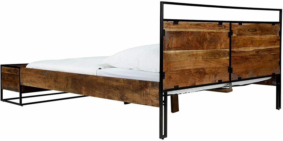 Bett Oklahoma m. Bettbank massiv 180x200 Holz Akazie & Metall Industrie NEUWARE in Ronneburg