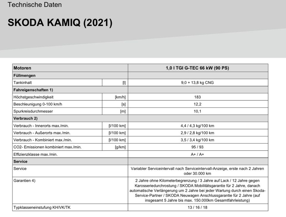 Leasingübernahme Skoda Kamiq TGI G-TEC in Nackenheim