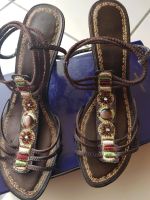 Vintage Riemchen Sandalette Boho HighHeels braun,Perlen,Gr.36,Neu Saarbrücken-Dudweiler - Dudweiler Vorschau