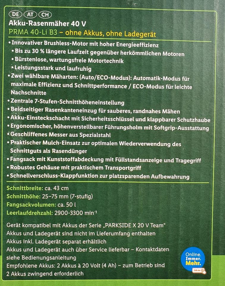 | Akku - Luckenwalde in jetzt Brandenburg B3 V ist Rasenmäher 40 Kleinanzeigen 40-Li PRMA Parkside eBay Kleinanzeigen