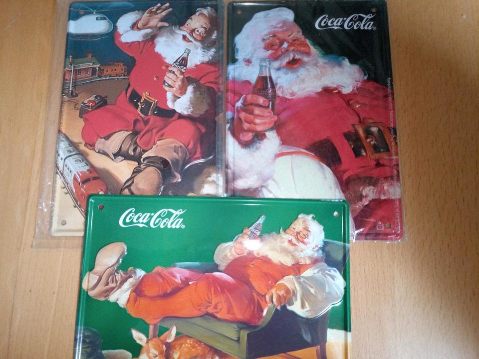 Coca Cola Blechschild Weihnachten Weihnachtsmann  Blech klein in Herrenberg