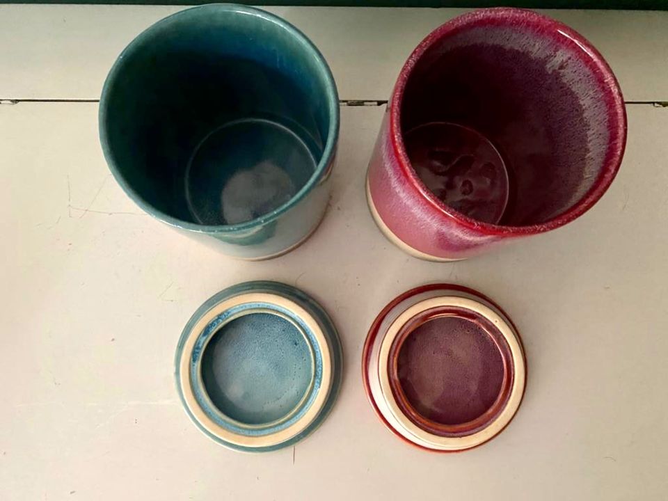 2STK. Aufbewahrung Behälter v.BUTLERS Rot+Blau Keramik Geschirr in Potsdam