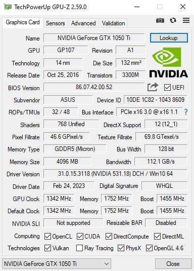 Asus GTX 1050ti, 4GB, DVI, HDMI, DP (DE/EN/PL) in Düsseldorf