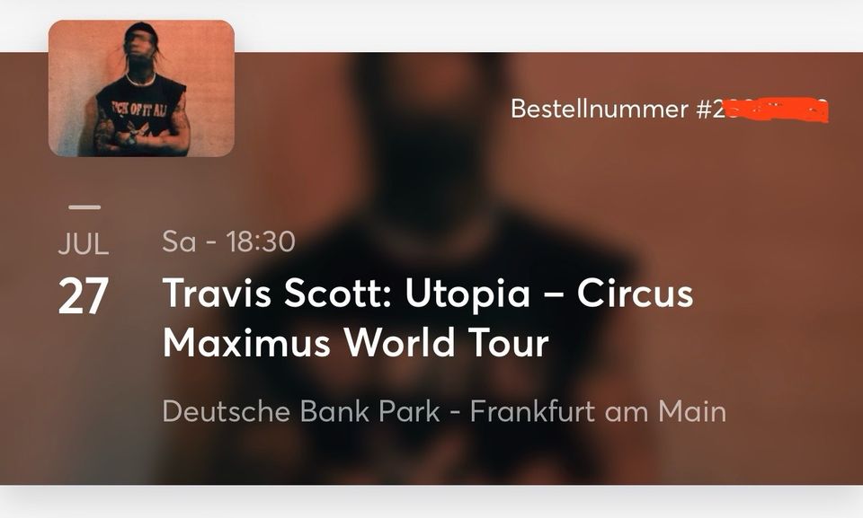 2x Travis Scott Karten Nebeneinander für Frankfurt in Essen