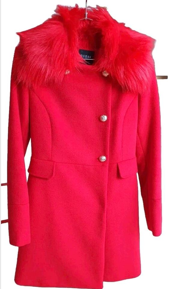 Guess Damenmantel S Winter 49% Wolle NP 189€ Designer Rot NEUWERT in Mülheim (Ruhr)