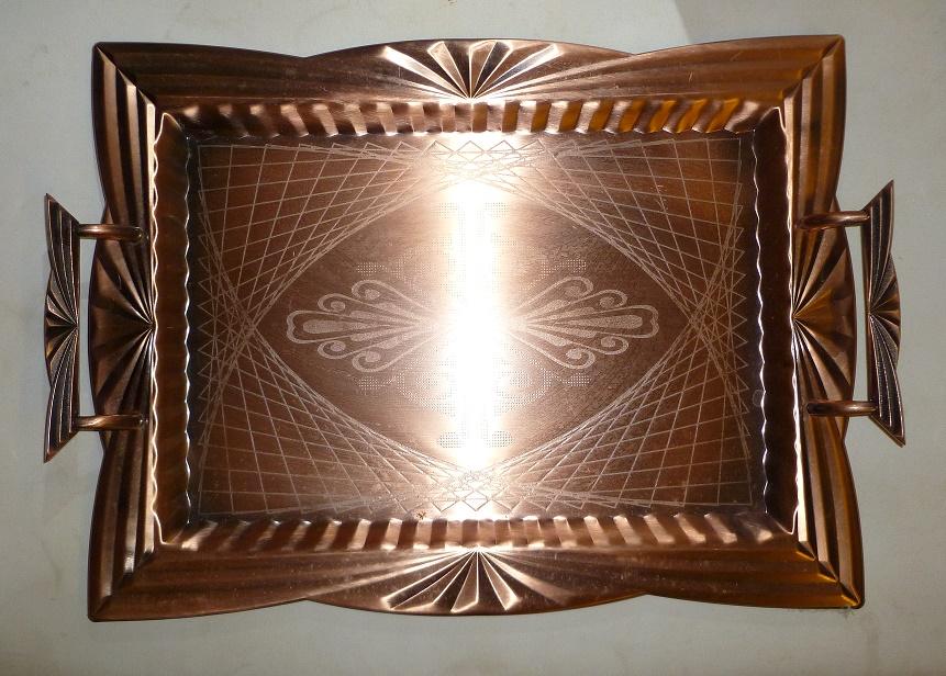 Tablett Serviertablett Kupfer Silber Bronz Spiegelglas Metall in Geislingen an der Steige