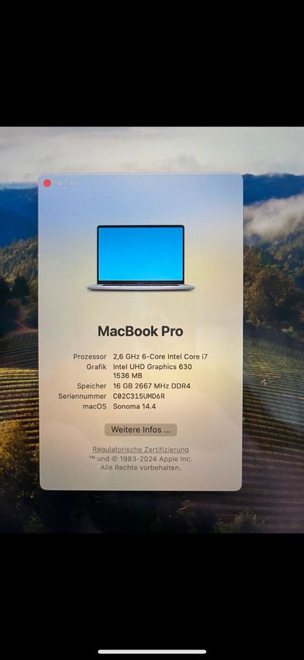 Apple MacBook Pro 15 Zoll 2019 in Eschenburg