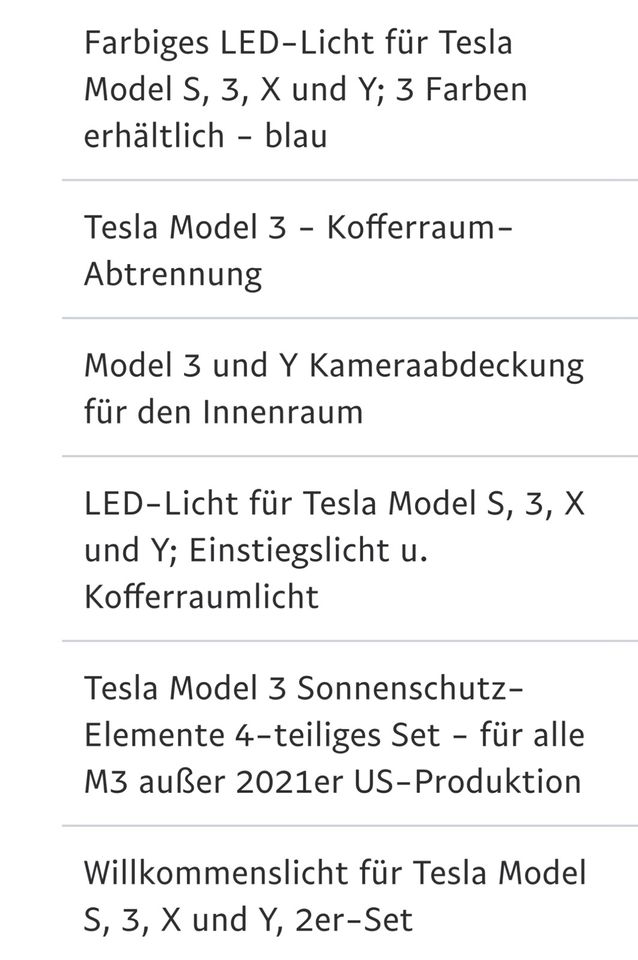 Tesla Model3 Zubehör neu Sonnenschutz, LED usw in Baden-Württemberg -  Gundelfingen, Tuning & Styling Anzeigen
