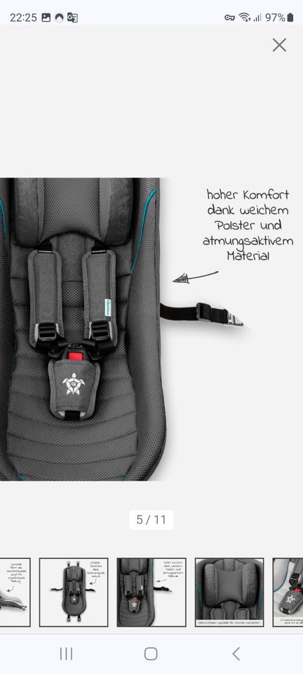 Qeridoo® Babyschale dunkelgrau für Kinderfahrradanhänger Edition in Klettgau