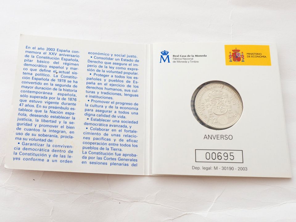 12 Euro Gedenkmünze Spanien 2003 Verfassung Silber in St Katharinen