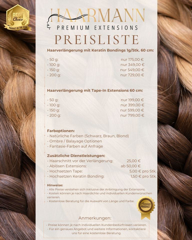 Haarverlängerung im Salon mit Luxus Keratin Bondings in Dietzenbach