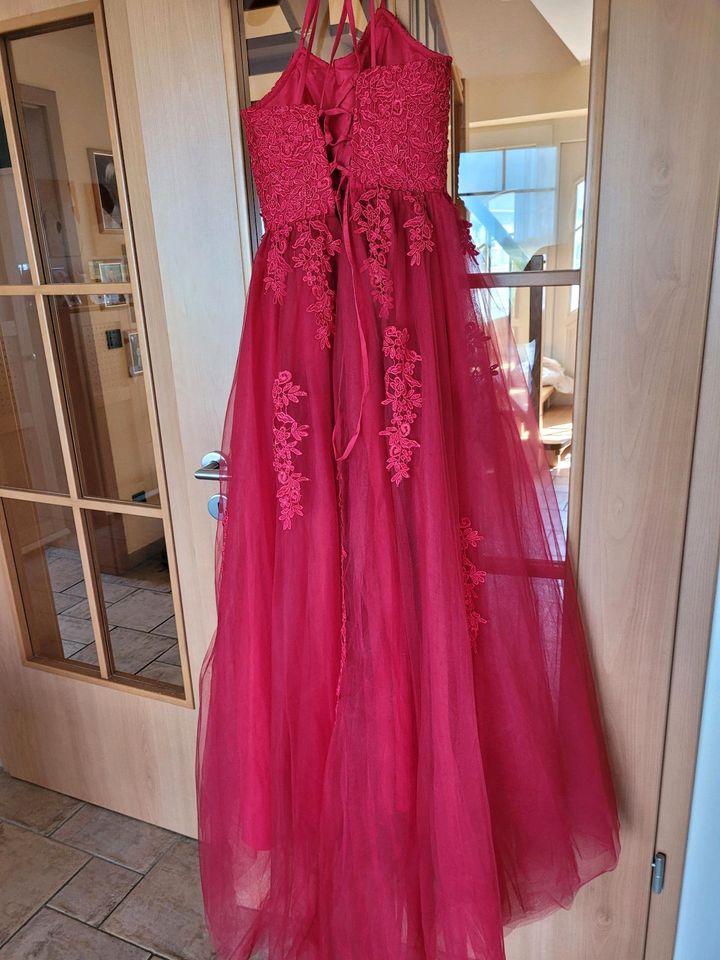 Abiball-Kleid, Abendkleid, Thronkleid, dunkles rot, Größe 32 in Emmerich am Rhein
