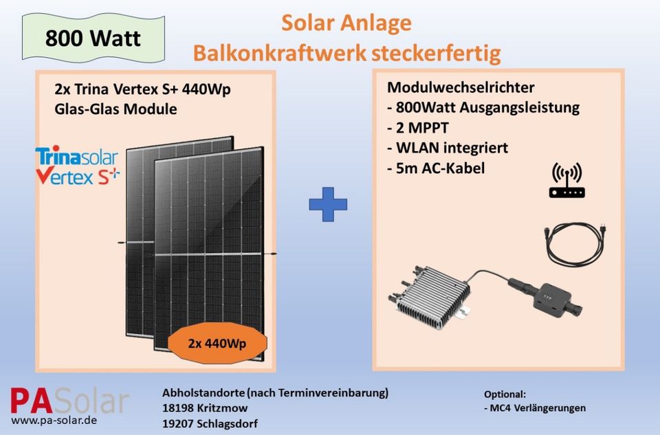Balkonkraftwerke 600, 800, 1500, 1800 Watt Solarmodule WR in Rostock