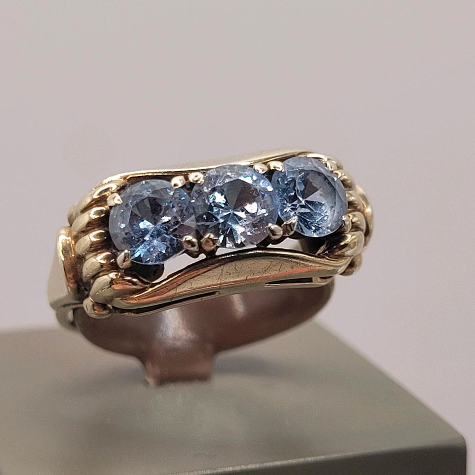 ❤ Antiker Art Deco Ring aus 333er gelbgold und blauem Spinell in Essen