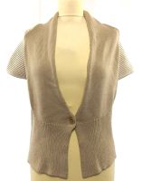 OLSEN Damen Halb Arm Strickweste Knopf Beige mit Weiß Gr. 40 Hessen - Herleshausen Vorschau