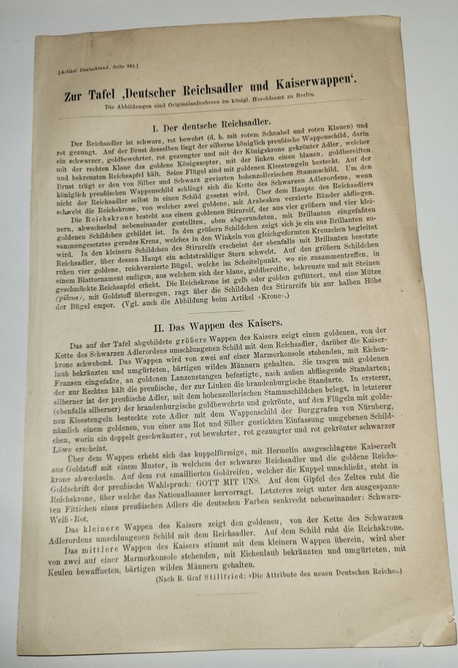 Lithografie um 1900: DEUTSCHER KAISER Wappen Kronen Standarten in Bad Oldesloe