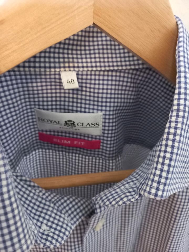 Hemd Slim Fit, 40 kariert, blau, langarm in Klingenmünster