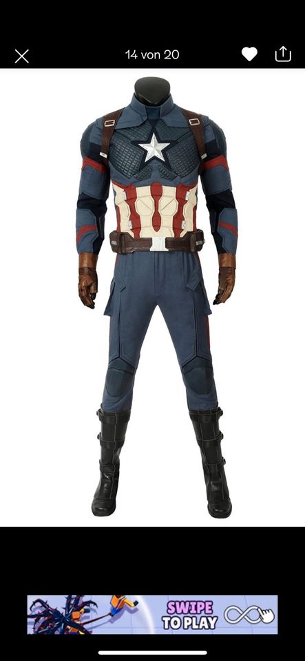 Captain America Marvel Cosplay Kostüm Premium in Herzogenrath